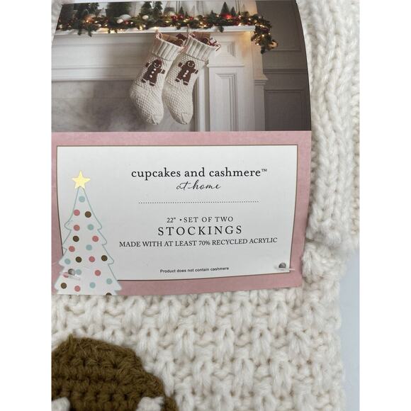 Cupcake and Cashmere Christmas 2pack 22”Gingerbread Man Stocking White ~NEW - Picture 3 of 9